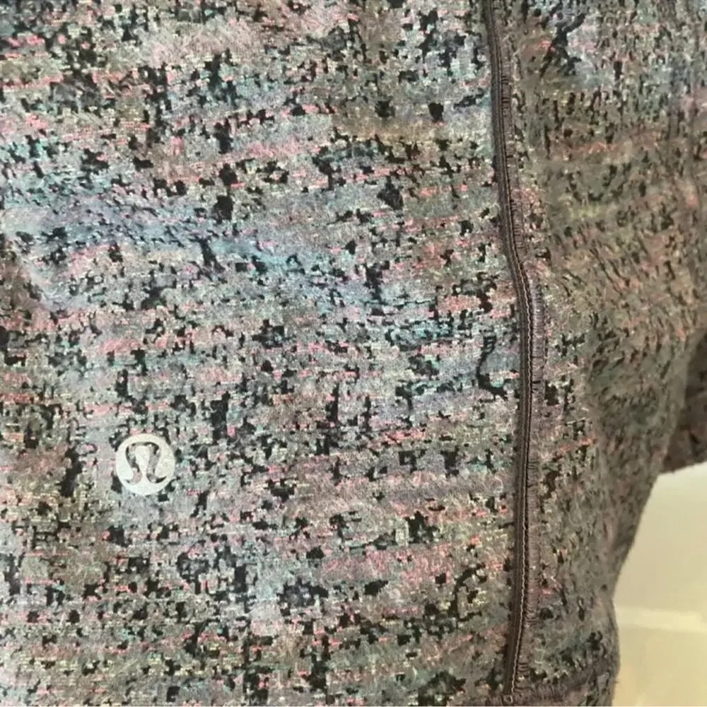 Lululemon Run Briskly 1/2 Zip Neon Tweed Jacquard Limited Edition Gray Size 6